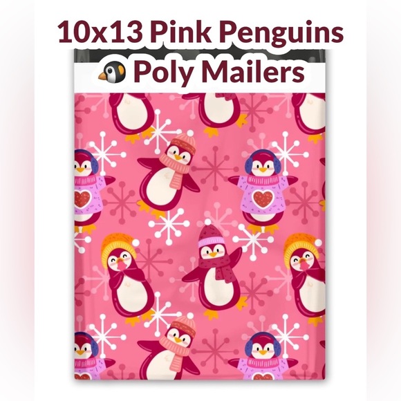 Pink Penguin 🐧 Friends Poly Mailers 10x13 Pack of 25 - Picture 5 of 6